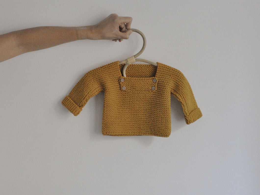 Jersey de punto de algodón orgánico mostaza